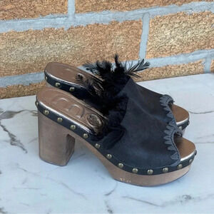 MOU HIGH HEEL WOOD CLOG SIZE 38/8